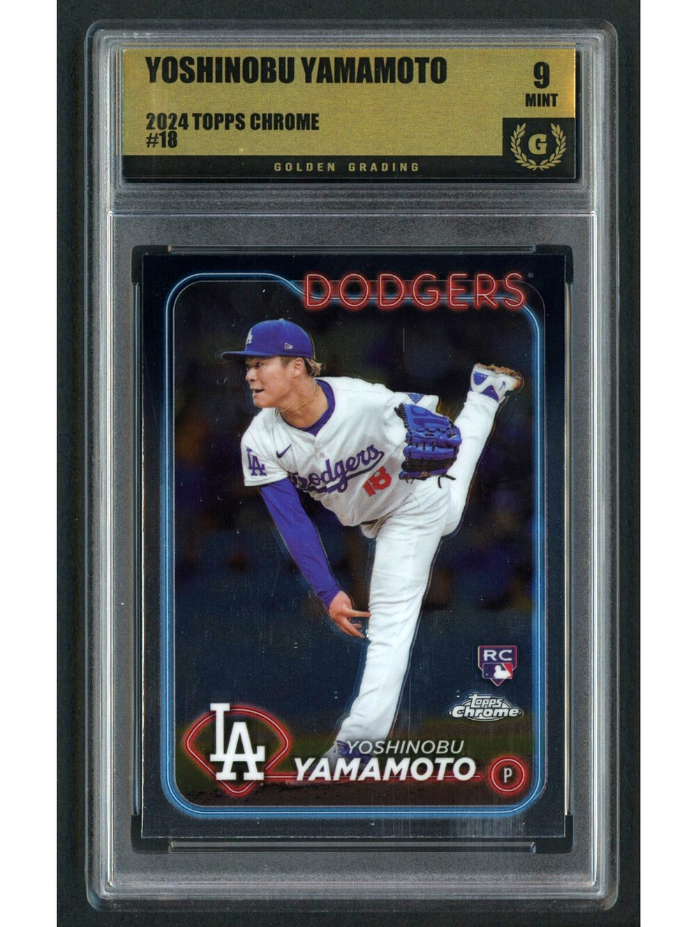 2024 Topps Chrome #18 Yoshinobu Yamamoto LA Dodgers Rookie Card (RC) Mint 9